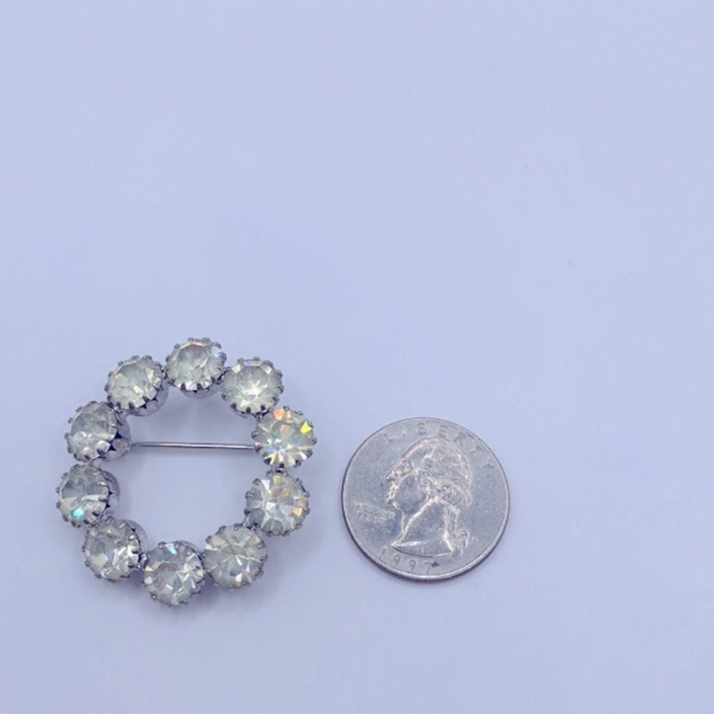 Vintage Round Rhinestone Brooch - Picture 4 of 4